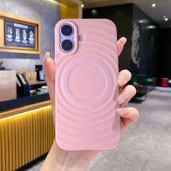  iPhone 17 Magnetic TPU Case with Corrugated Pattern – Pink