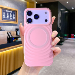  iPhone 17 Pro Max Magnetic TPU Case with Corrugated Pattern – Pink