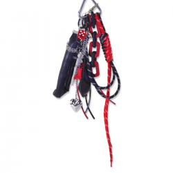  Edgy Red Black Punk Keychain with Chain and Heart Charms