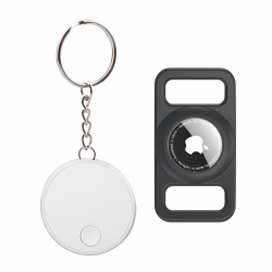  Apple White Findmy Certified Anti-Lost Device with Black Pet Silicone Cover