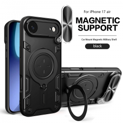  iPhone 17 Air Case with Ring Grip and Camera Cover - Black