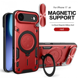  iPhone 17 Air Case with Ring Grip and Camera Cover - Red