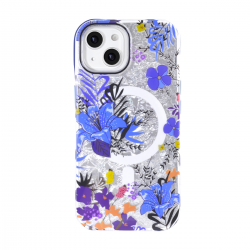iPhone 15 MagSafe floral case blue