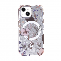 iPhone 15 MagSafe floral case brown