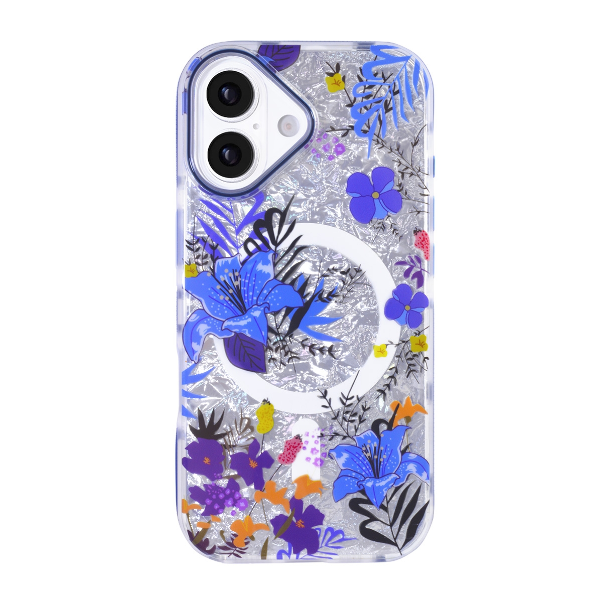 iphone 16 magsafe floral case blue