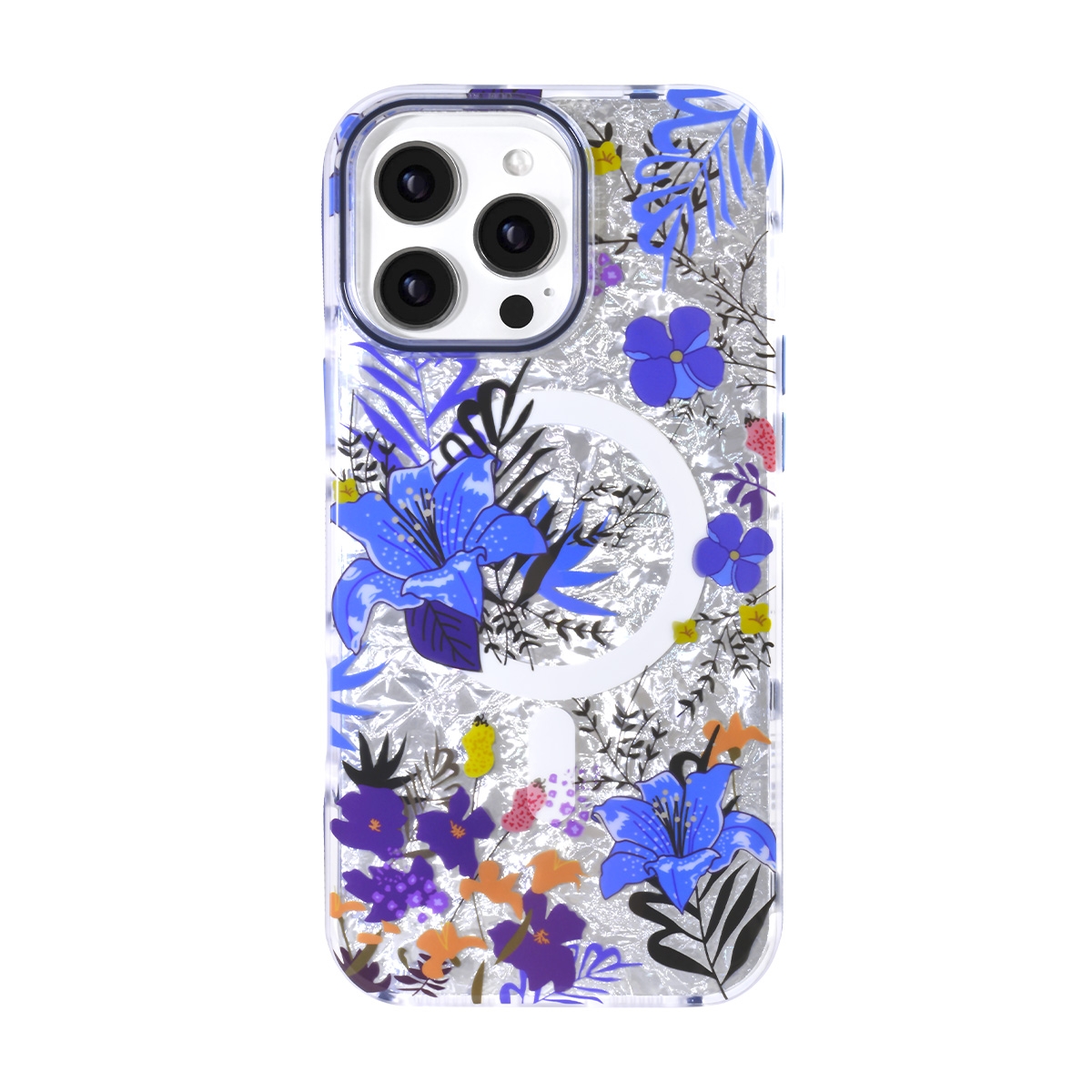 iphone 16 pro max magsafe floral case blue