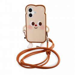 Cute Toast iPhone 17 Case with Lanyard