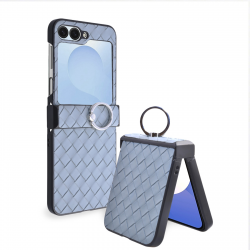 Samsung Z Flip 6 Case Gray Plaid Folding Phone Cover with Ring Holder
