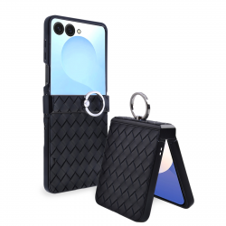 Samsung Z Flip 7 Case Black Plaid Design Folding Phone Cover with Ring Holder