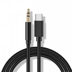 USB-C to 3.5mm Audio Cable Black, 1m, Compatible with MacBook, iPhone, Android