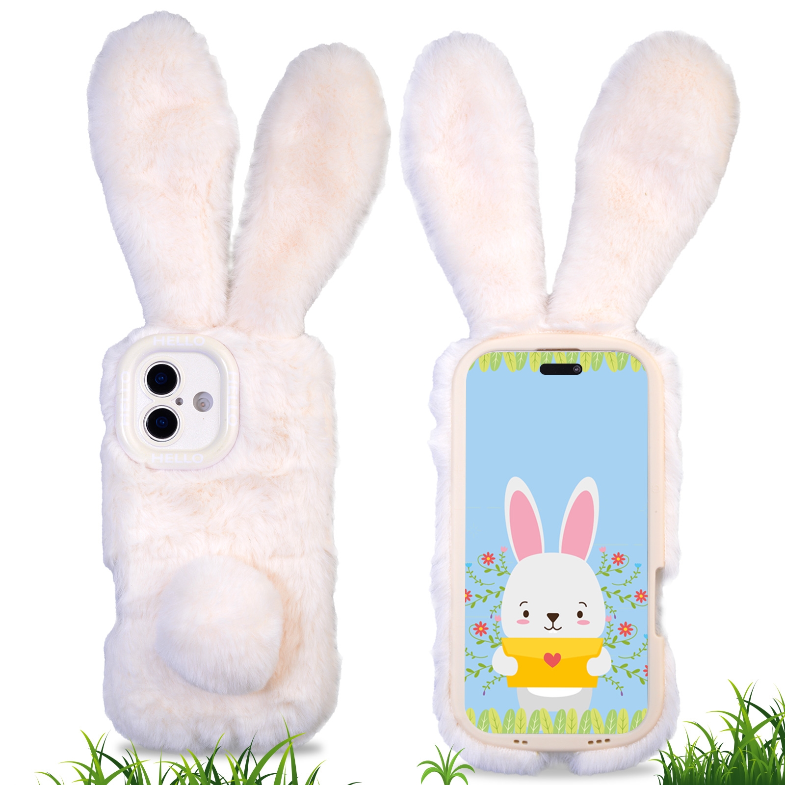 Beige Rabbit Phone Case for iPhone 17 Plush Protective Cover
