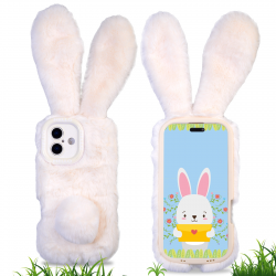 Beige Rabbit Phone Case for iPhone 17 Plush Protective Cover