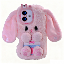 iPhone 17 Pink Rabbit Case with Raised Camera Protection and Bunny Head Design