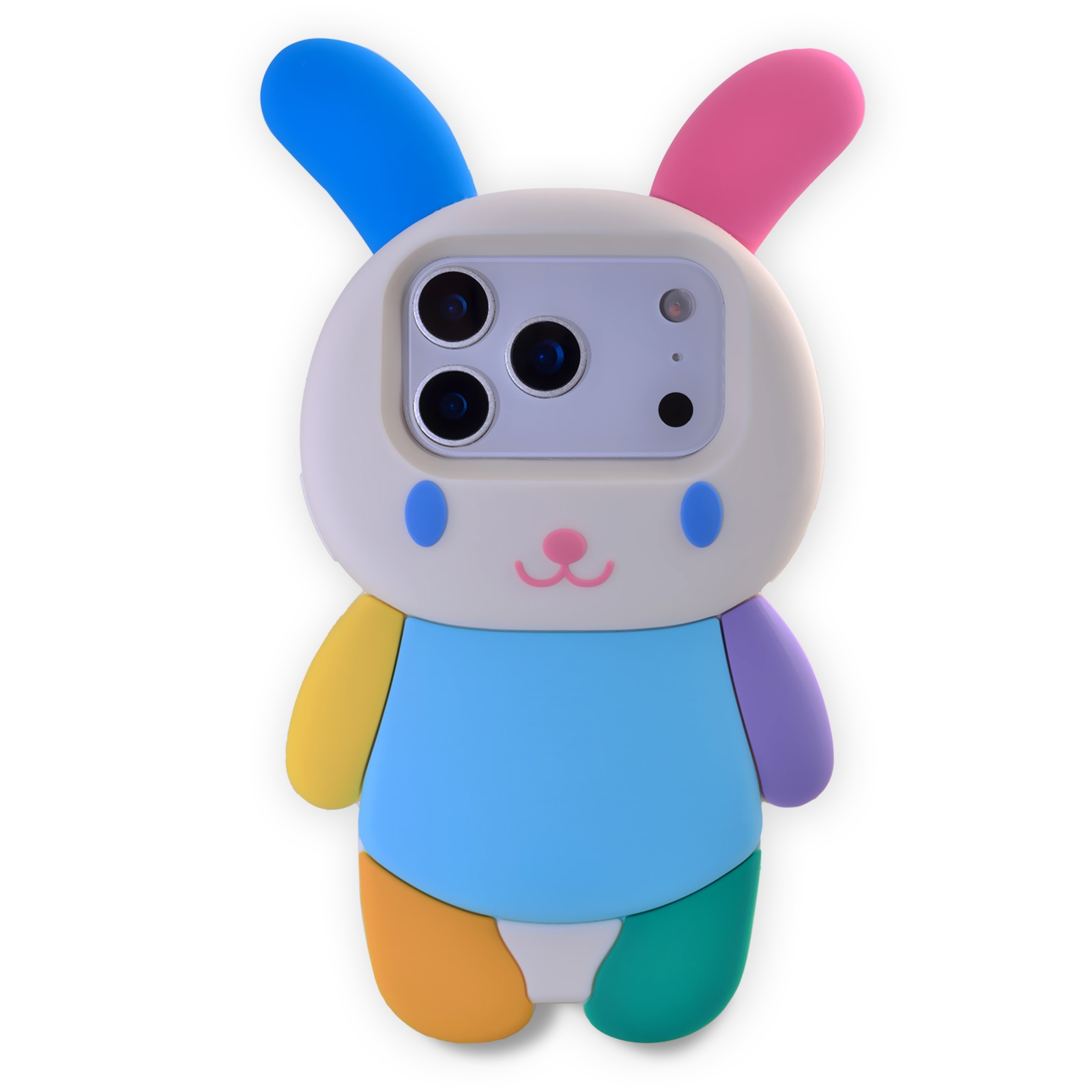 iPhone 17 Pro Silicone Case Rabbit Rainbow Color Front Protective Cover