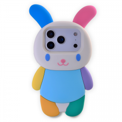 iPhone 17 Pro Max rainbow rabbit silicone phone case soft cover