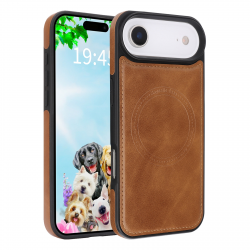 MagSafe Compatible iPhone  Air Brown Leather Magnetic Case
