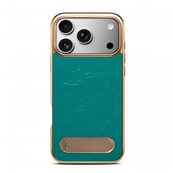 iPhone 17 Pro Leather Case Blue, Genuine SYL Cowhide, Magnetic Wireless Charging, Kickstand