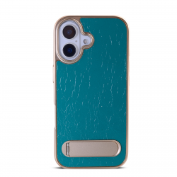 iPhone 17 Leather Case Blue, Genuine SYL Cowhide, Magnetic Kickstand