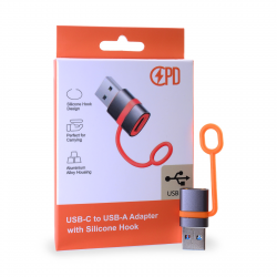 USB-C to USB-A Adapter Black, Silicone Hook, Compact Converter for Charging and Data Transfer