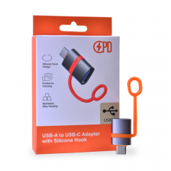 USB-A to USB-C Adapter Black, Silicone Hook, Reversible Connector, High-Speed Data Transfer