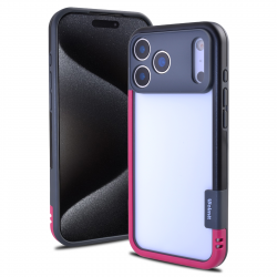 iPhone 17 Pro Max Bicolor Case Black Rose TPU PC Hybrid Frame