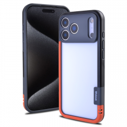Protective iPhone 17 Pro Bicolor Case Black Orange Frame