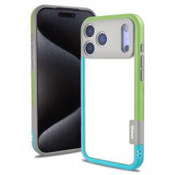iPhone 17 Pro Bicolor Case Blue Green TPU PC Hybrid Frame