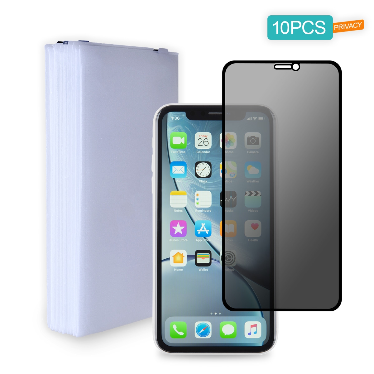 iPhone Privacy Screen Protector Bulk 10 Pack Front View for XR 11