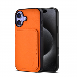 iPhone 17 PU Leather Case Orange, Calf-Pattern, MagSafe Compatible