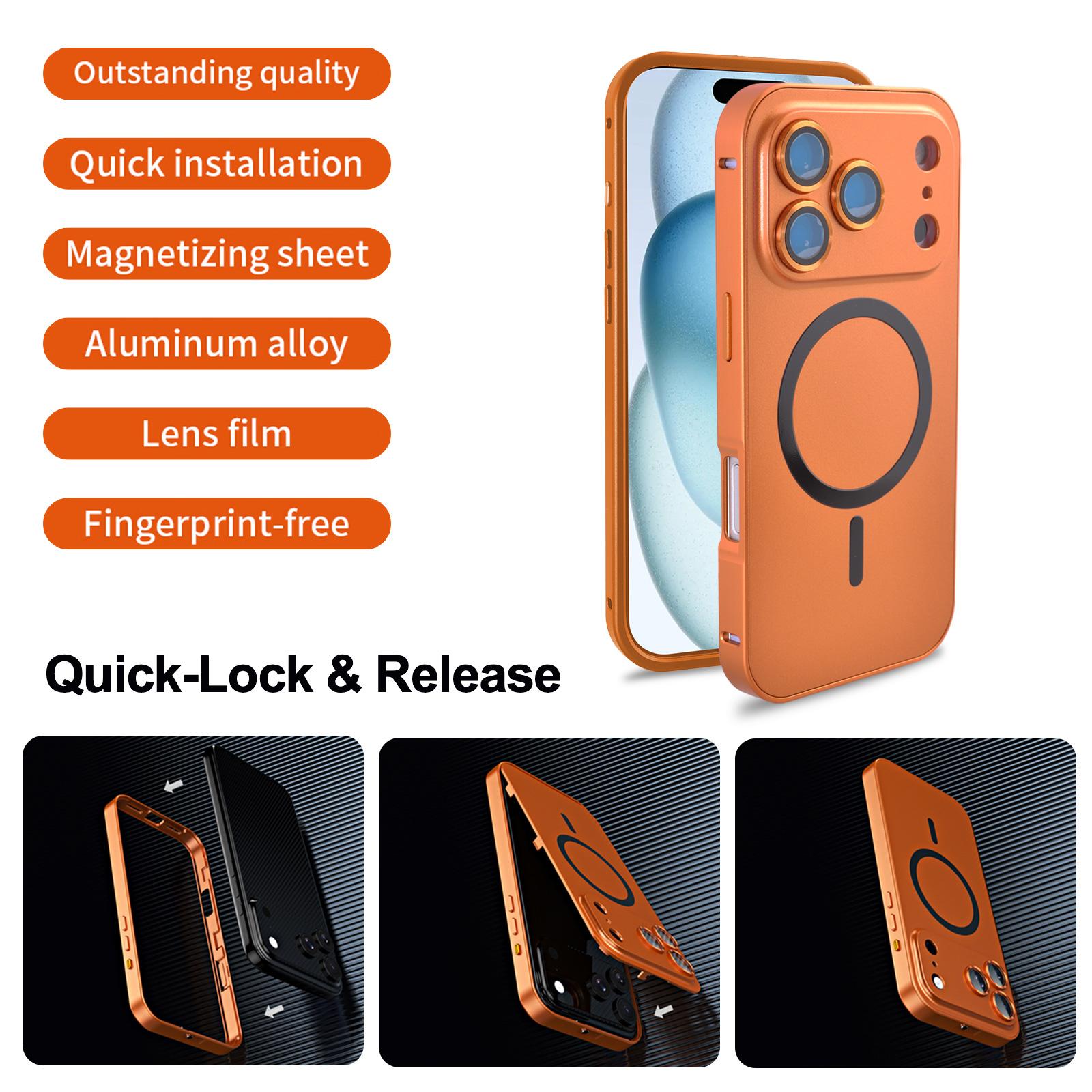 MagSafe Aluminum iPhone 17 Pro Case Orange Lens Protection