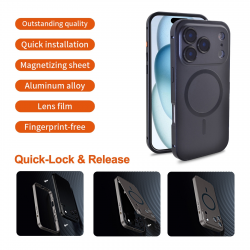 MagSafe Aluminum iPhone 17 Pro Case Black Lens Film Protection