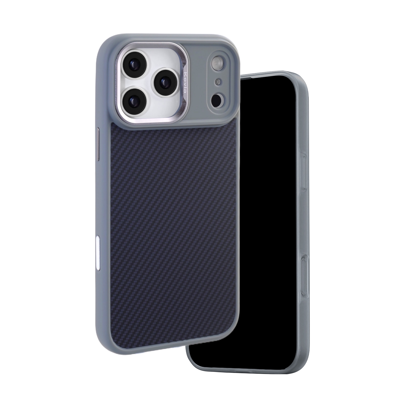 iPhone 17 Pro Max Carbon Fiber MagSafe Case Gray Front View, Magnetic Armor Cover