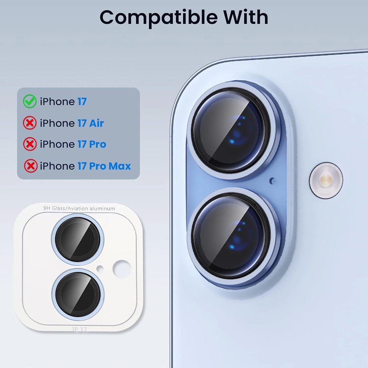 Mist Blue camera protector for iphone 17