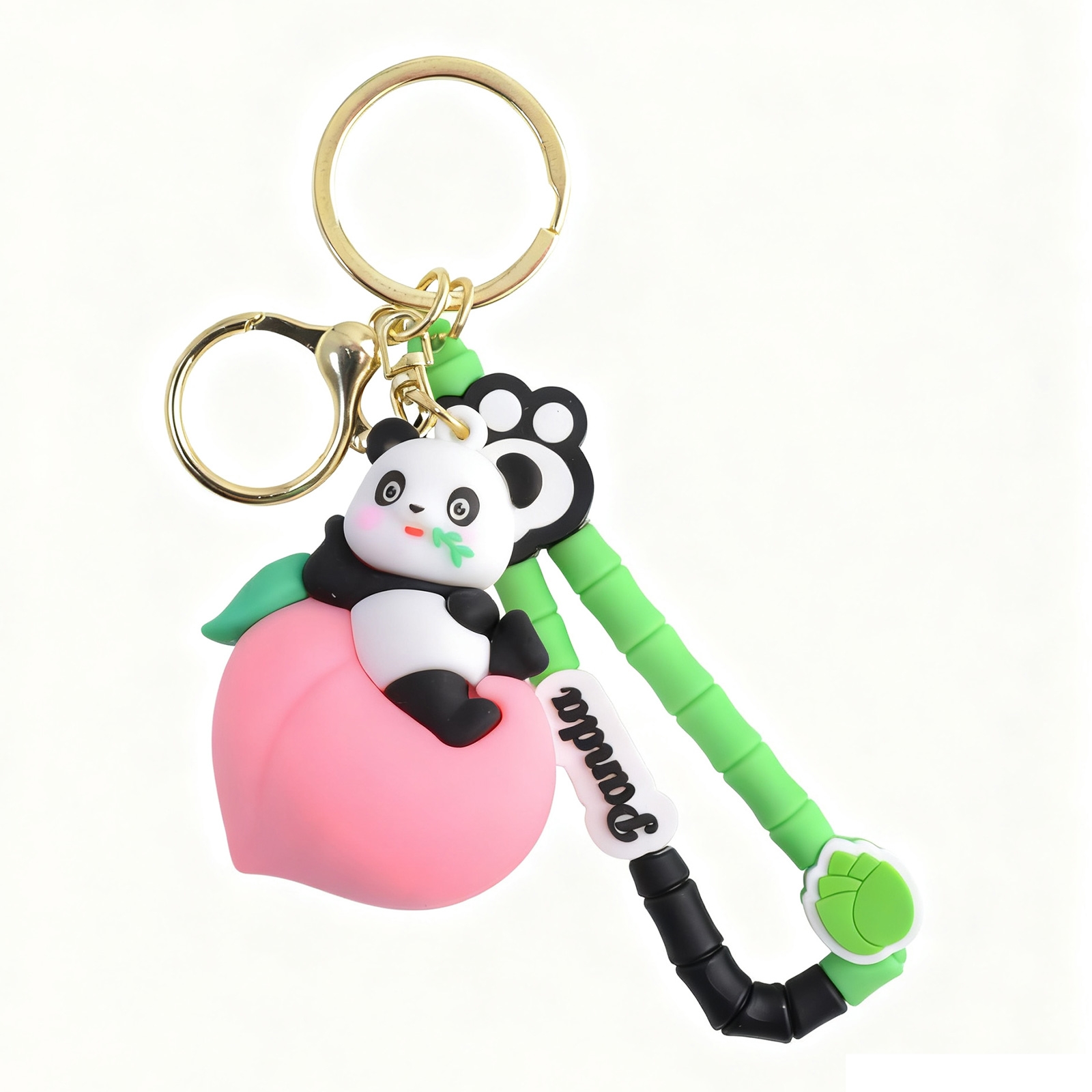 Panda with Peach Phone Charm, Pink