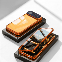  iPhone Air Aluminum Alloy Phone Case - Privacy Screen Lens Protection Orange