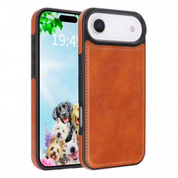  iPhone Air Magnetic Case – Vegan Leather Shockproof MagSafe Cover Light Brown