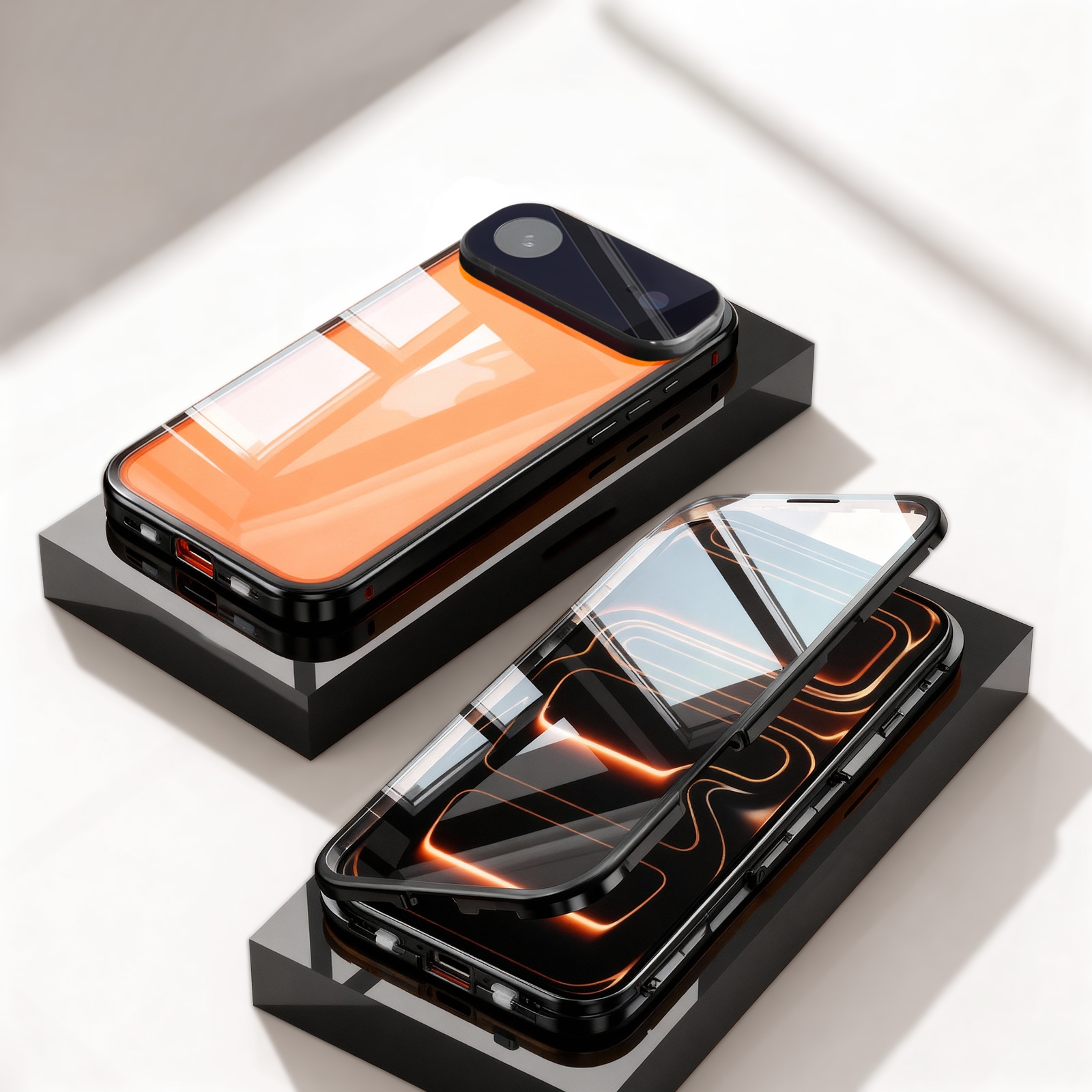 iPhone Air Aluminum Alloy Phone Case - Double-Sided HD Lens Protection, Black