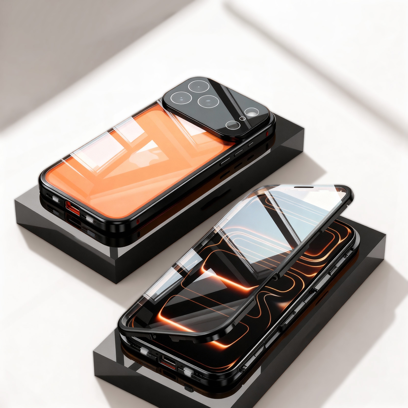 iPhone 17 Pro Aluminum Alloy Phone Case - Double-Sided HD Lens Protection, Black