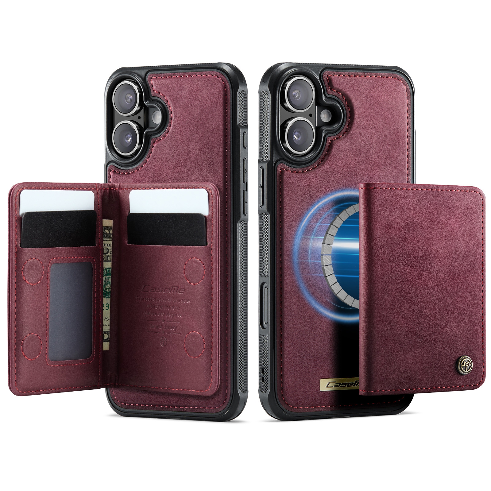 iPhone 17 Magnetic Case with Card Holders, Red