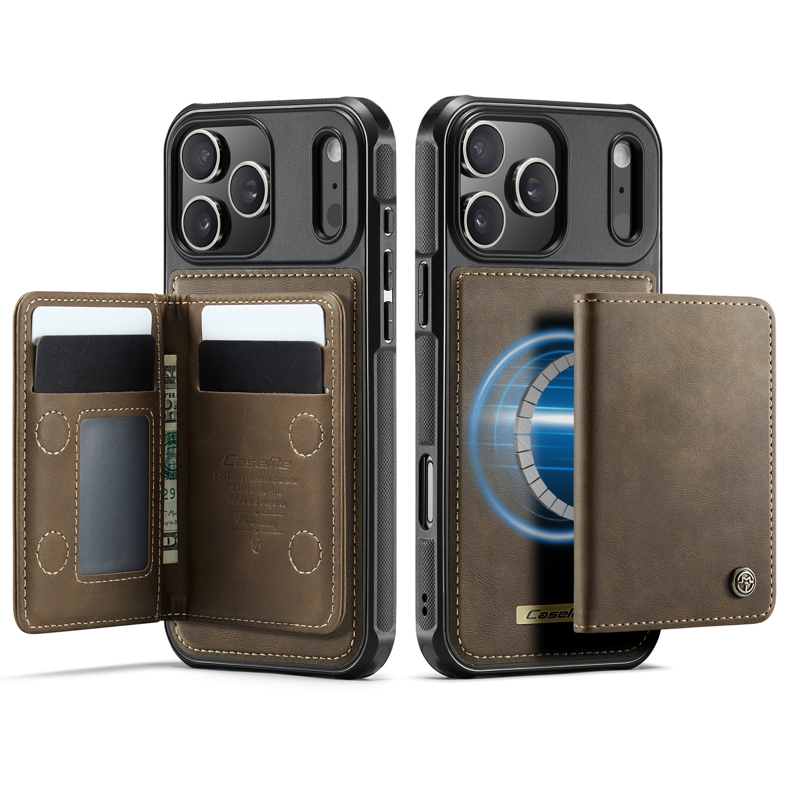 iPhone 17 Pro Max Magnetic Case with Card Holders, Brown