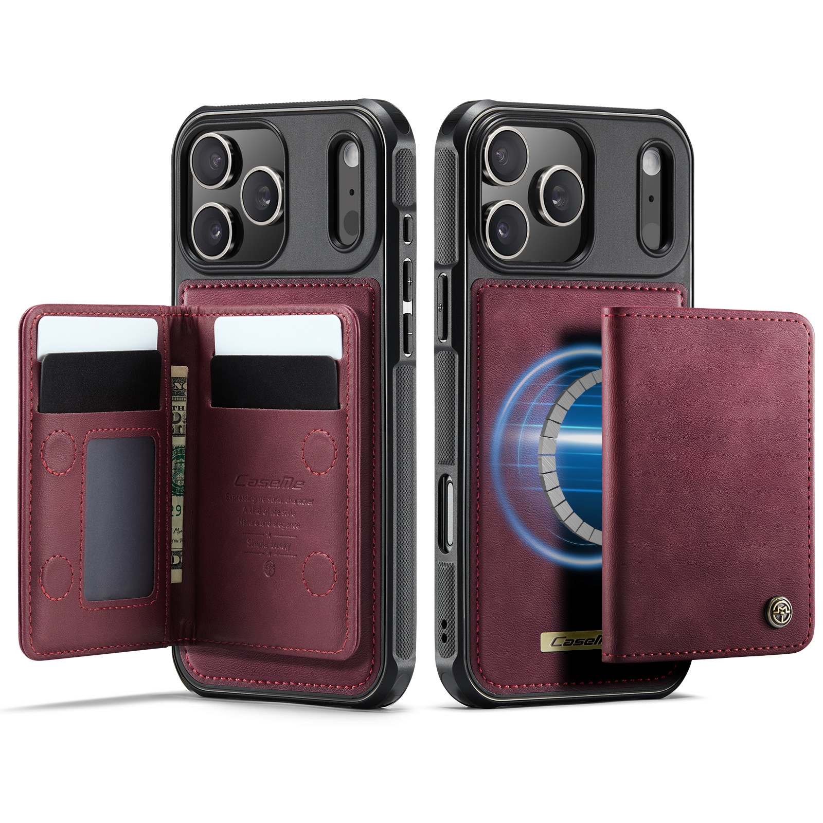 iPhone 17 Pro Max Magnetic Case with Card Holders, Red