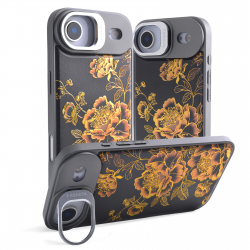 iPhone17 Air Black Background Gilded Peony Magnetic Case, Gold iPhone17 Air Black Background Gilded Peony Magnetic Case, Gold