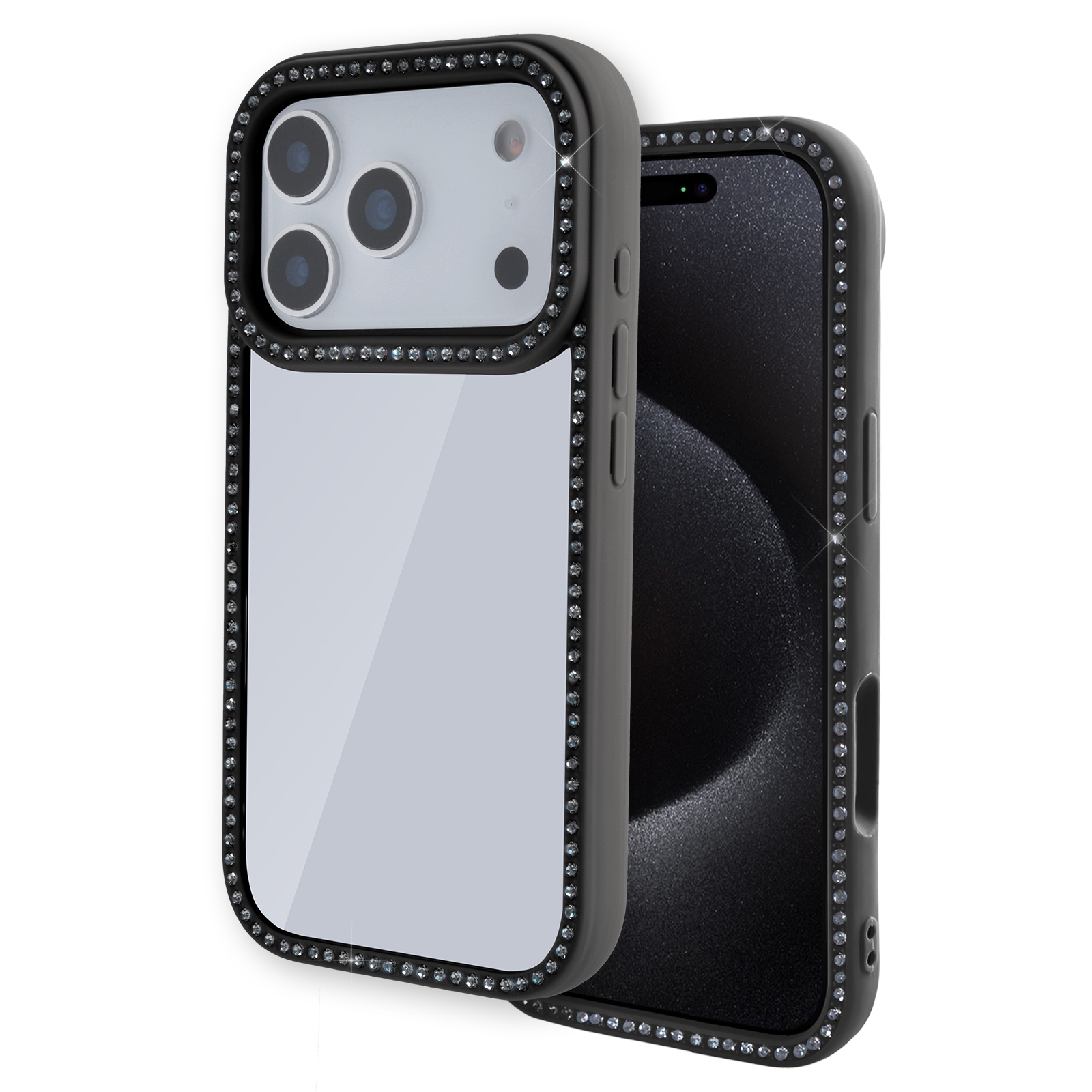 iPhone 17 Pro Double-Sided Rhinestone Case, Black