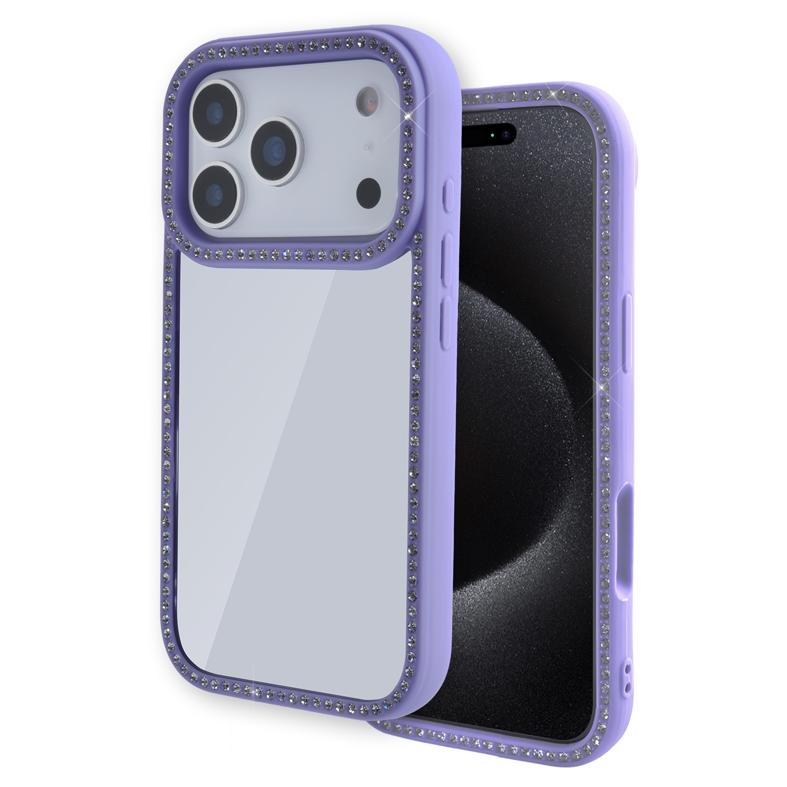 iPhone 17 Pro Double-Sided Rhinestone Case, Purple
