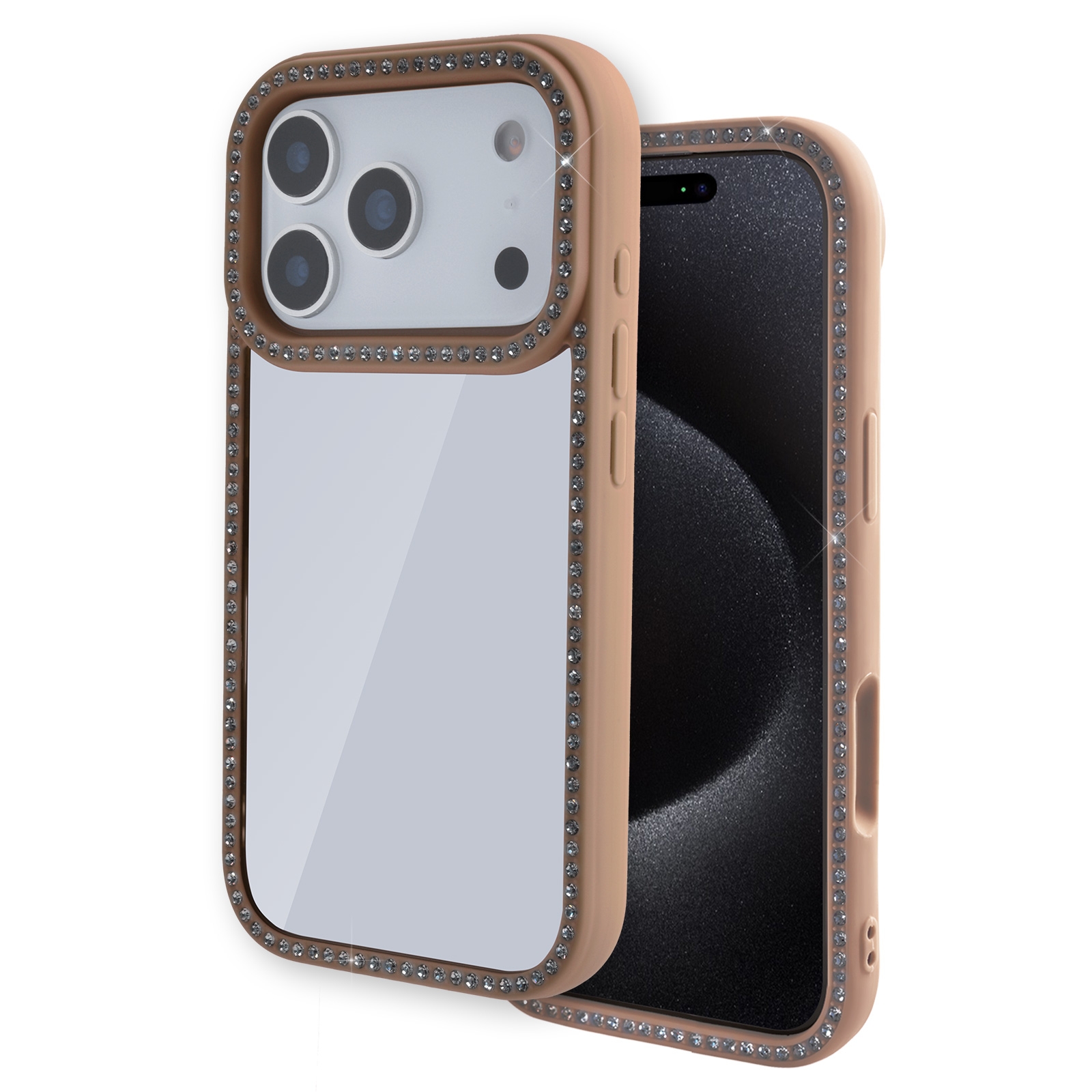 iPhone 17 Pro Double-Sided Rhinestone Case, Brown