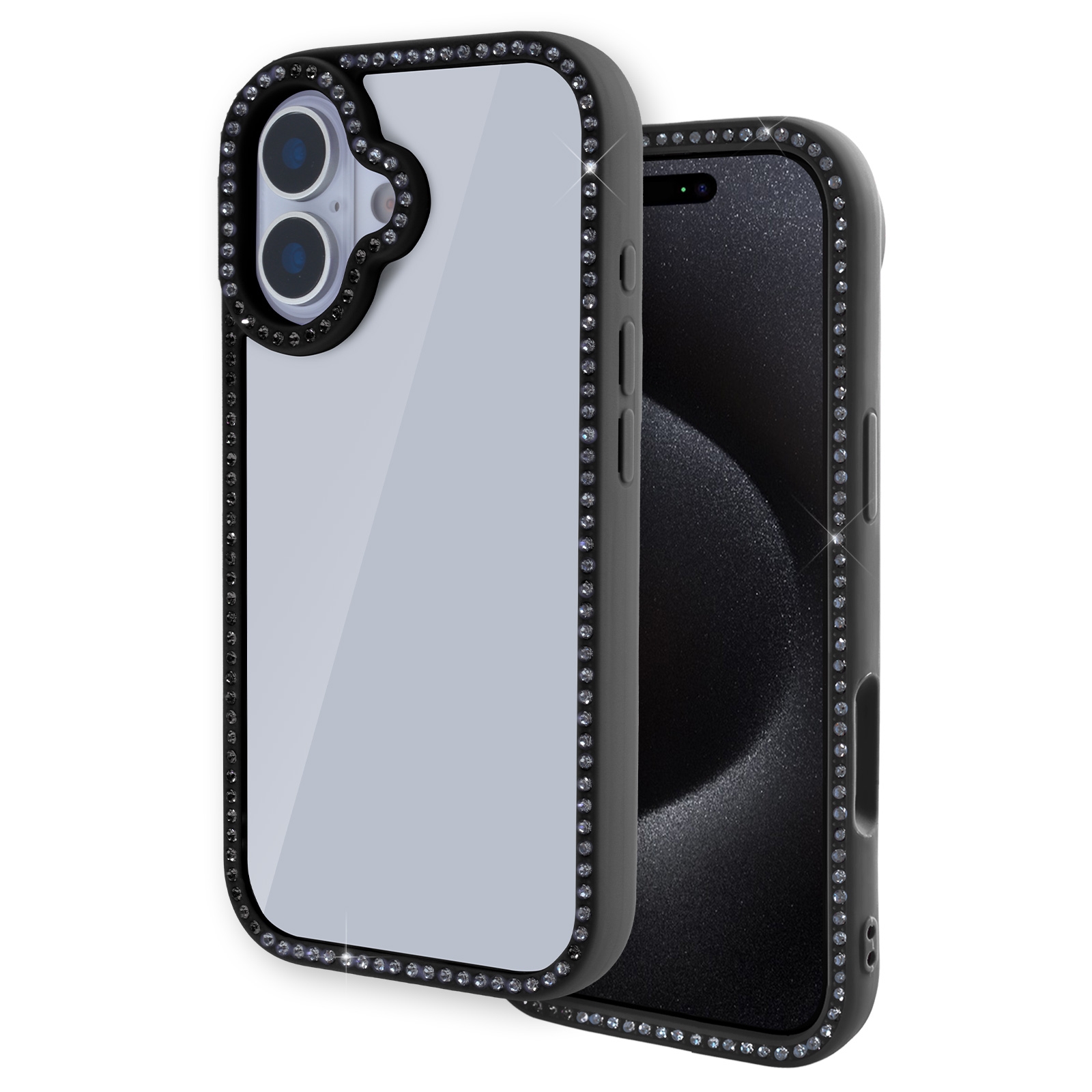 iPhone 17 Double-Sided Rhinestone Case, Black