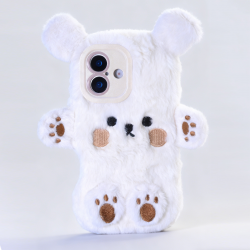 White cute bear phone case