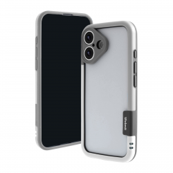 iPhone 16 Bicolor Frame TPU+PC Case, White-Gray iPhone 16 Bicolor Frame TPU+PC Case, White-Gray