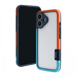 iPhone 16 Bicolor Frame TPU+PC Case, Blue-Orange iPhone 16 Bicolor Frame TPU+PC Case, Blue-Orange