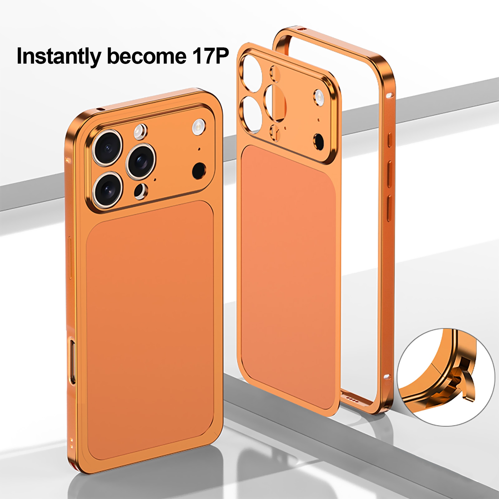 Orange iPhone 16 Pro to 17 Pro conversion case